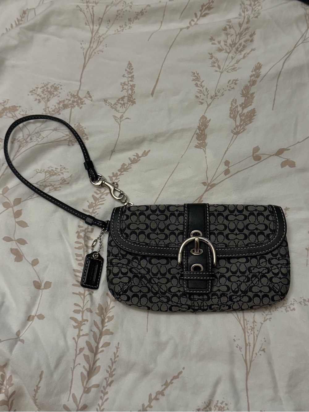 Y2K Coach Soho Black Signature Canvas Wristlet with Buckle Detail